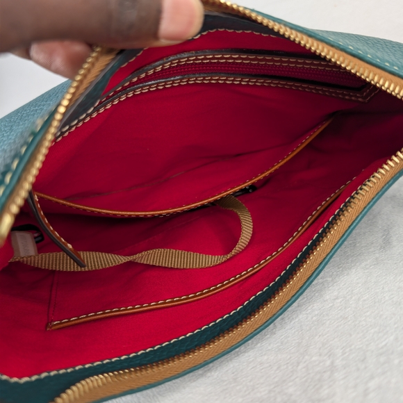 DOONEY & BOURKE Forest Green Pebble Grain Leather Small Hobo Bag Gold Hardware - Picture 10 of 15